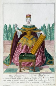 Een stoffeerder. Gravure door Martin Engelbrecht (1684-1756), in Nieuwe verzameling van de manouvries habilles 18e eeuw, Duitsland. Parijs, Decoratieve Kunsten door Martin Engelbrecht