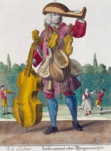 Luitspeler, gravure uit Assemblage des nouveau manouvries habilles door Martin Engelbrecht