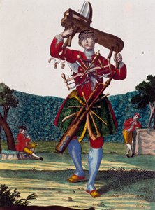 Fabrikant van fluiten, gravure uit Assemblage des nouveau manouvries habilles door Martin Engelbrecht (1684-1756), Duitsland door Martin Engelbrecht