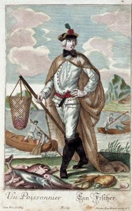 Ambacht: Een visboom. Gravure door Martin Engelbrecht (1684-1756), in 