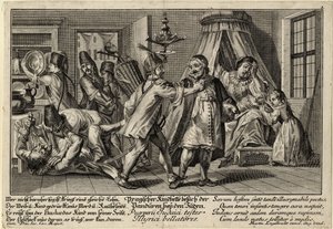 De Pandurs bezoeken de Joden, ca. 1756 door Martin Engelbrecht
