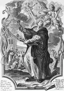 Vincent Ferrer (1350-1419), Spaanse Dominicaan, gravure door Martin Engelbrecht (1684-1756) door Martin Engelbrecht