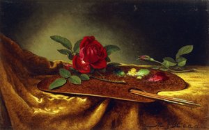 Rozen op een Palet, 1880s door Martin Johnson Heade