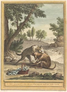 De hond die het avondeten van zijn meester draagt door Martin Marvie after Jean Baptiste Oudry
