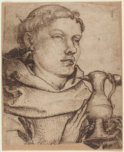 Borstbeeld van een Monnik die Helpt bij de Communie door Martin Schongauer