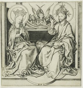 Christus Zegent de Maagd door Martin Schongauer