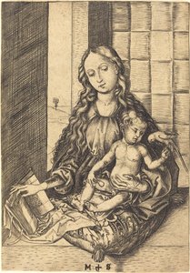 Madonna met een papegaai door Martin Schongauer