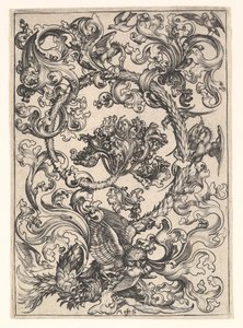 Ornament met uil bespot door dagvogels door Martin Schongauer