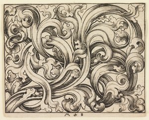 Querfüllung op lichte achtergrond (Horizontaal Ornament) door Martin Schongauer