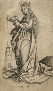Sint Barbara door Martin Schongauer