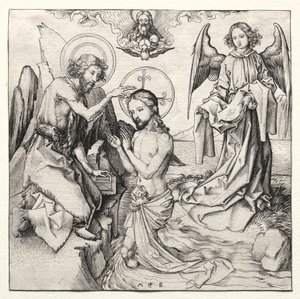 De doop van Christus in de Jordaan door Martin Schongauer