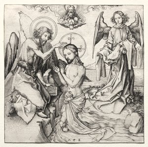 De Doop van Christus in de Jordaan door Martin Schongauer