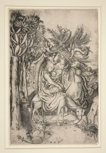 De vlucht naar Egypte, uit de serie Het leven van de Maagd door Martin Schongauer