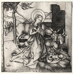 Het Leven van Christus: De Geboorte, ca. 1480-1490 door Martin Schongauer