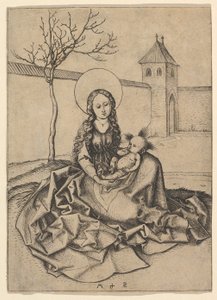 De Madonna en Kind in de binnenplaats, ca. 1435-1491 door Martin Schongauer