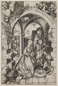 De Geboorte, ca. 1471-73 (gravure) door Martin Schongauer