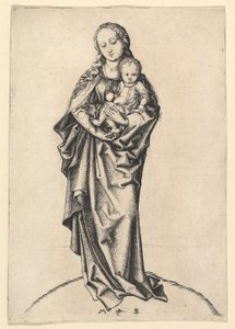 Maagd en Kind met een Appel, ca. 1475 door Martin Schongauer