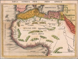 1513 kaart van West- en Noord-Afrika door Martin Waldseemüller door Martin Waldseemuller