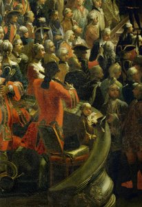 Mozart als jongen in het muzikantenvak tijdens het ceremoniële avondmaal (olieverf op doek)