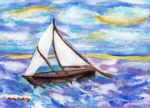 De vissersboot (hommage aan Vincent van Gogh) door Martina Konitzky
