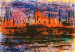 Skyline weerspiegelingen in de avond