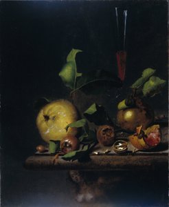 Stilleven met Kweeperen, Mispels en een Glas