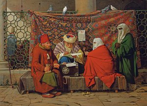 Een Turkse notaris die een huwelijkscontract opstelt voor de Kilic Ali Pasha-moskee, Tophane, Constantinopel door Martinus Rorbye