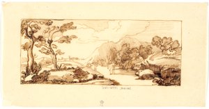 Landschaft mit biblischem Motiv door Martinus Rørbye