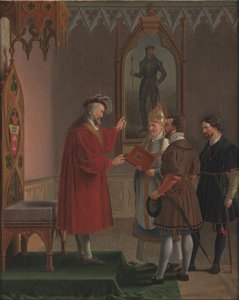 Adolf, hertog van Sleeswijk-Holstein, weigert het aanbod om de Deense troon te bestijgen. Kopie naar C. W. Eckersberg