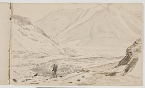 Berglandschap met wandelaar