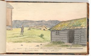 Landschap met boerderijen door Martinus Rørbye