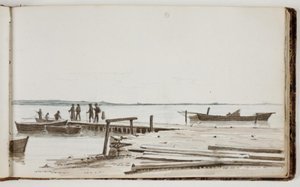 Mensen bij een veerboot