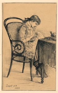 Marian aan het naaien door Mary A. Hallock Foote