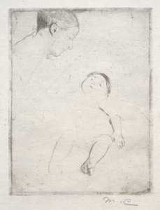 Bill liggend op de schoot van zijn moeder, c. 1889 door Mary Cassatt