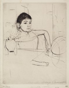 Mimi als brunette door Mary Cassatt