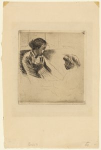 Susan en kind tegenover elkaar door Mary Cassatt