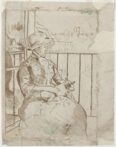 Susan op een balkon met een hond door Mary Cassatt