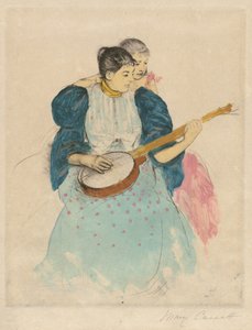 De Banjo Les, ca. 1893 door Mary Cassatt