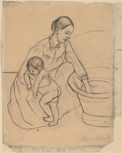 Het bad [recto] door Mary Cassatt