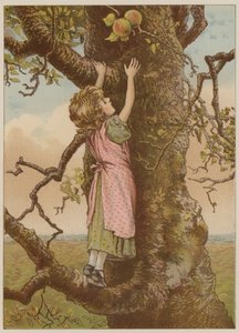Meisje klimt voor laatste appels door Mary Ellen Edwards