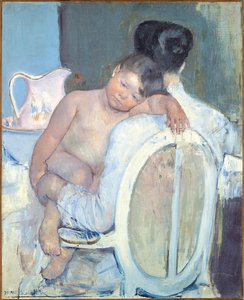 Vrouw zittend met een kind in haar armen, ca. 1890