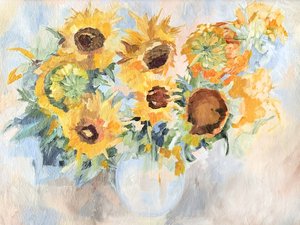 Levendig stilleven met zonnebloemen door Maryna Kovalchuk