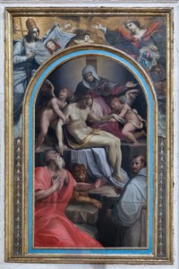 Depositie met de heiligen Girolamo en Francesco, ca.1550-1600 (olieverf op paneel)