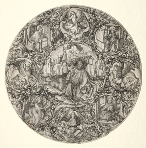 St. Johannes de Doper Omringd door de Evangelisten en Vier Vaders van de Latijnse Kerk door Master E. S.