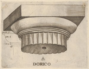 Dorisch kapiteel met afmetingen