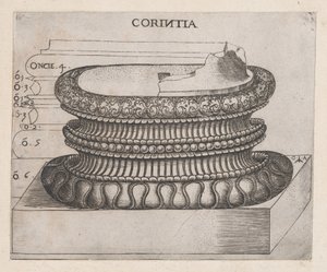 Speculum Romanae Magnificentiae: Korinthische basis, ca. 1537 door Master GA