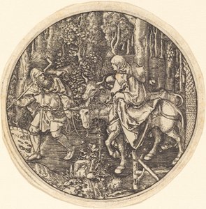 De vlucht naar Egypte door Master L after Albrecht Dürer