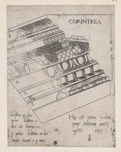 Speculum Romanae Magnificentiae: Korinthisch entablement, 1537 door Master PS