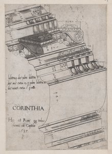 Speculum Romanae Magnificentiae: Entablement van de Tempel van Vespasianus, Rome, 1537 door Master PS