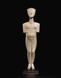 Cycladische liggende vrouwelijke figuur, naamstuk van de Schuster Meester, Vroeg Cycladisch II, c.2400 v.Chr. (marmer) door Master Schuster